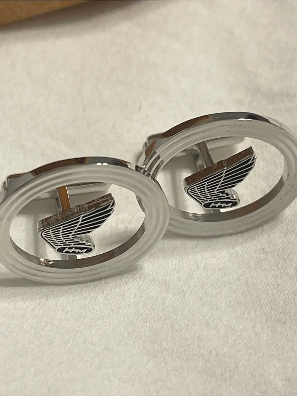 Vintage Honda (Motorcycle) Silver Wing Logo Cufflink and Tie Pin Set